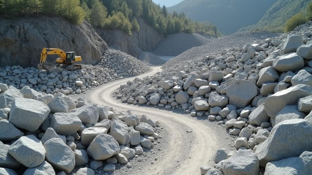 Гранитный щебень в карьере