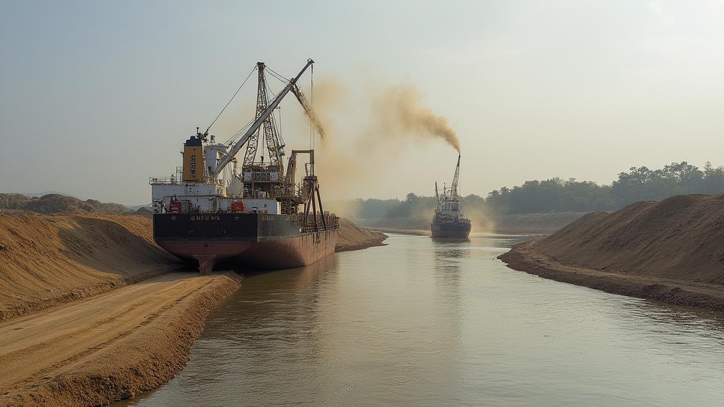 Речной песок на барже